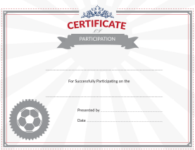 Soccer Certificate of Participation Award