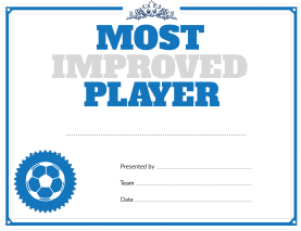 Soccer Most Improved Player Award