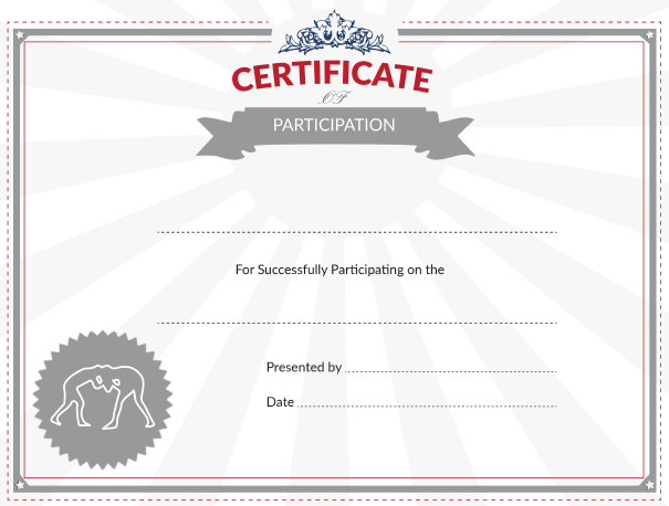 Wrestling Certificate of Participation Award Template in Gray