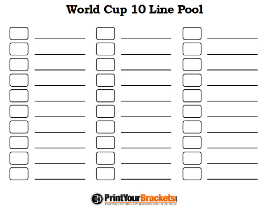 Printable 10 Line World Cup Squares