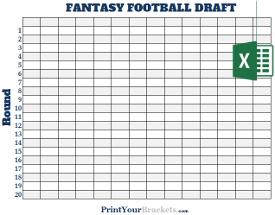Fillable 14 Team Fantasy Football Draft Board