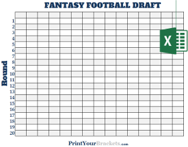 Fillable 715 Team Fantasy Football Draft Board