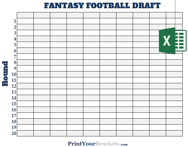 Excel 10 Team Fantasy Football Draft Board