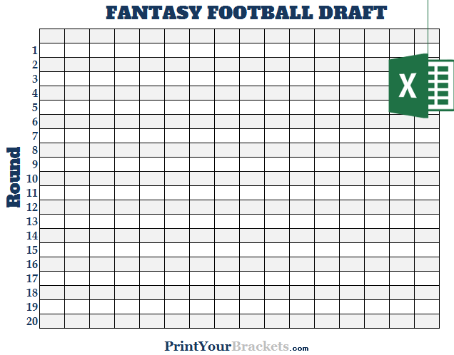 Excel 16 Team Fantasy Football Draft Board
