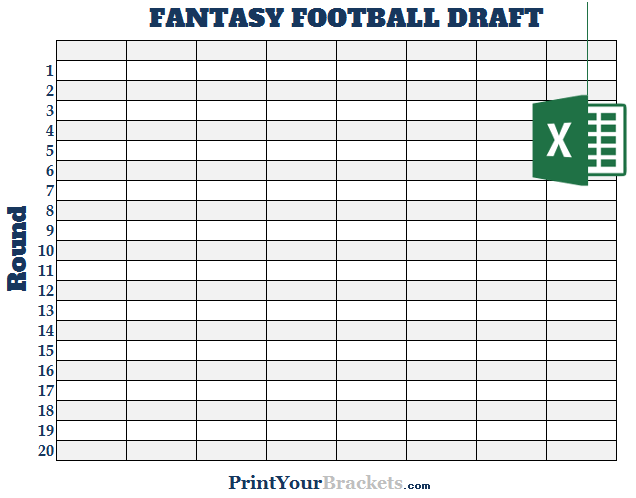 Excel 8 Team Fantasy Football Draft Board