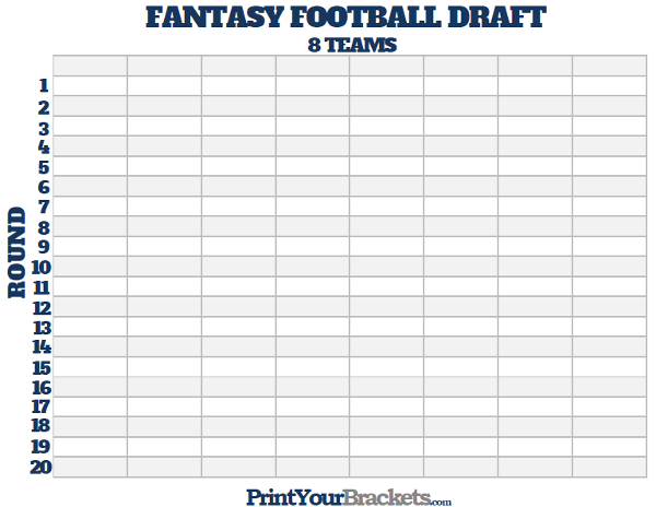 Printable 8 Team Fantasy Football Draft Board