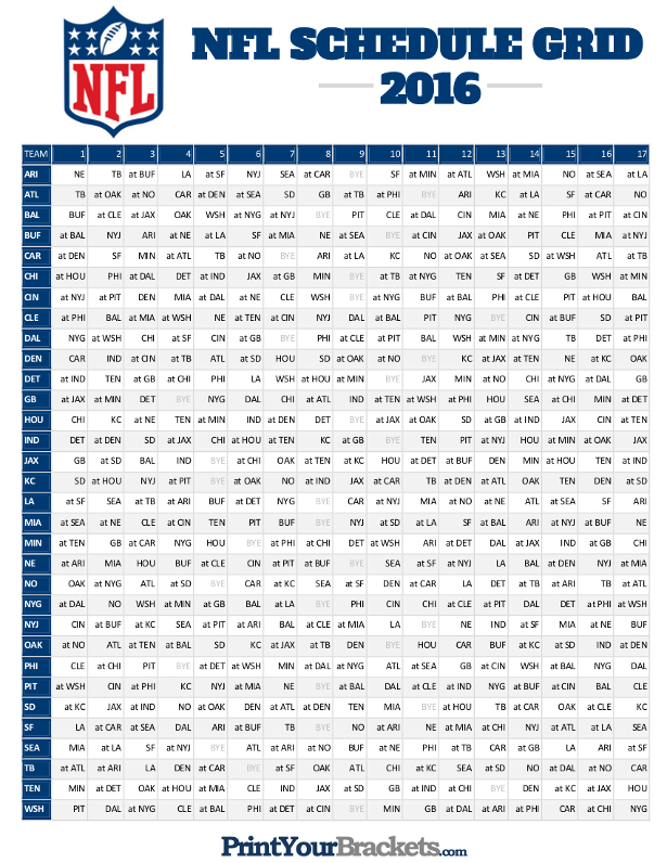 2013 Nfl Weekly Schedule Pdf