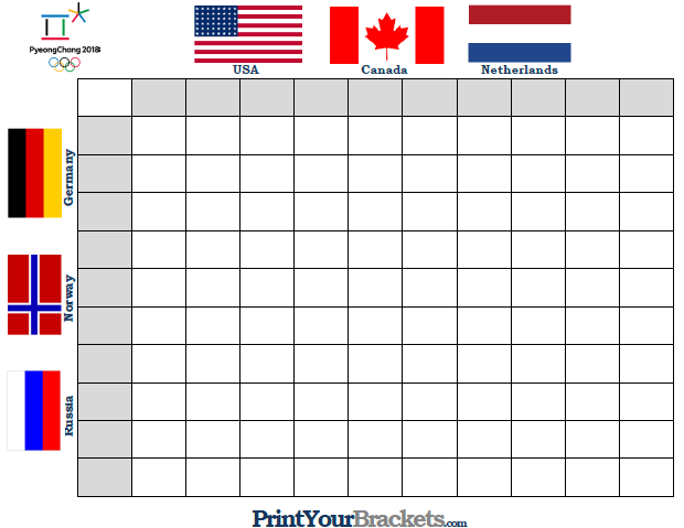 Printable Winter Olympics Square Grid Office Pool