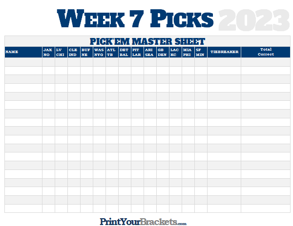 NFL Week 7 Picks Master Sheet