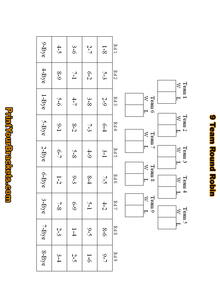 9 Team Round Robin
