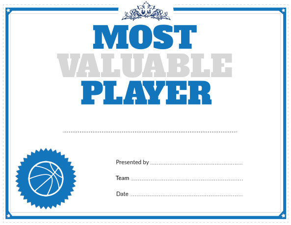 Printable Basketball Most Valuable Player Award