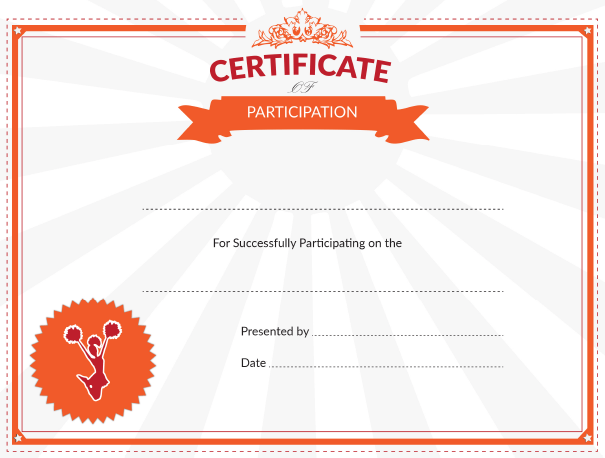 Printable Cheerleading Certificate of Participation Award