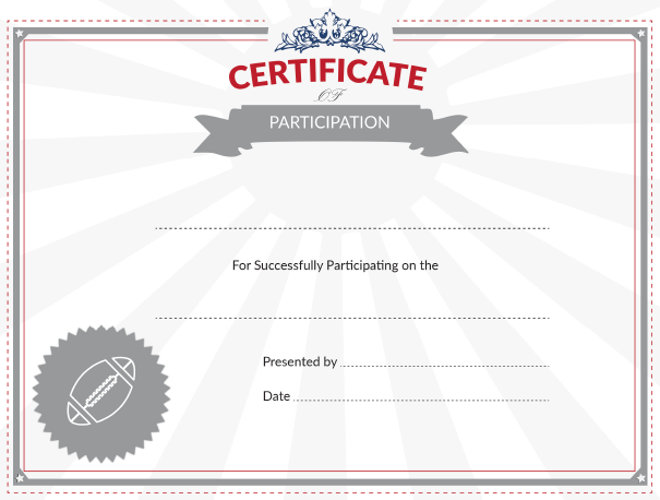 Printable Football Certificate of Participation Award