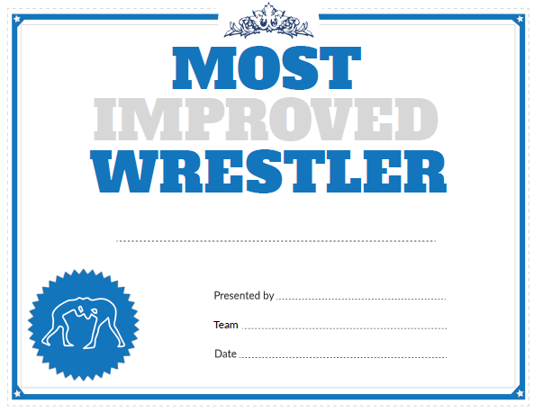 Printable Most Improved Wrestler Award