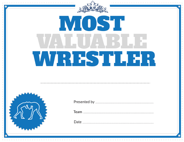 Printable Most Valuable Wrestler Award