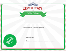 Certificate of Participation Award for Football
