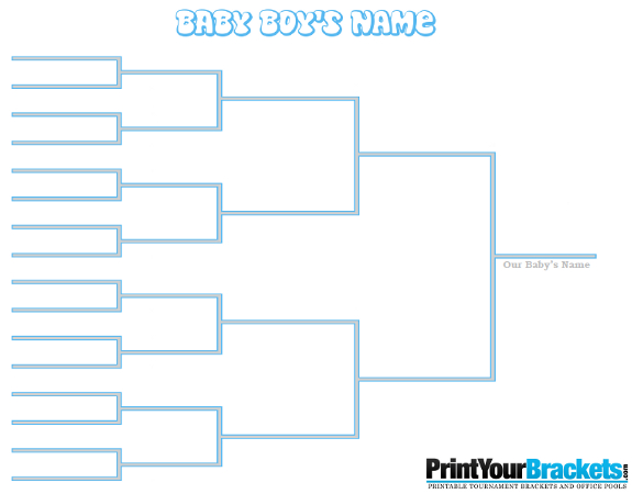 Printable 16 Name Baby Boy Tournament Bracket