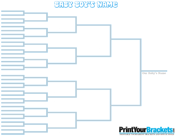 Printable 32 Name Baby Boy Tournament Bracket