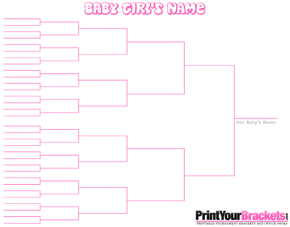 Printable 32 Name Baby girl Tournament Bracket