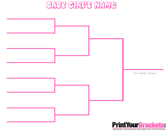 Printable 8 Name Baby girl Tournament Bracket