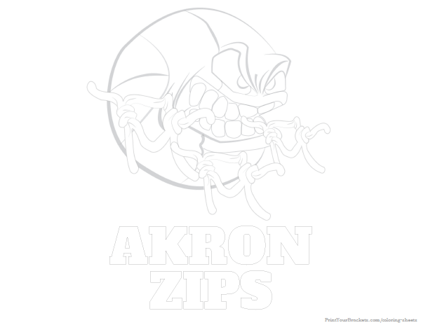Printable Akron Zips Basketball Coloring Sheet