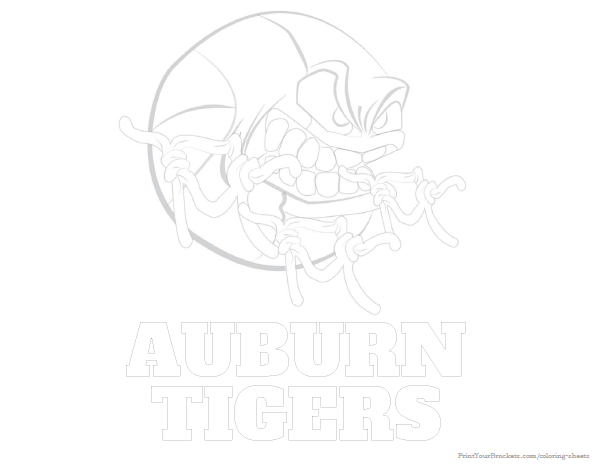 Printable Auburn Tigers Basketball Coloring Sheet
