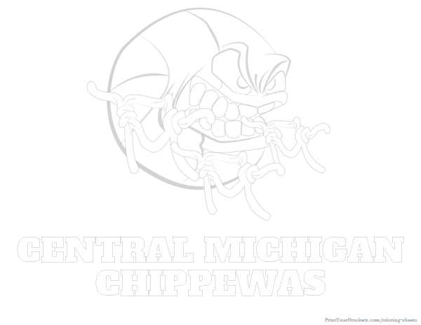 Printable Central Michigan Chippewas Basketball Coloring Sheet