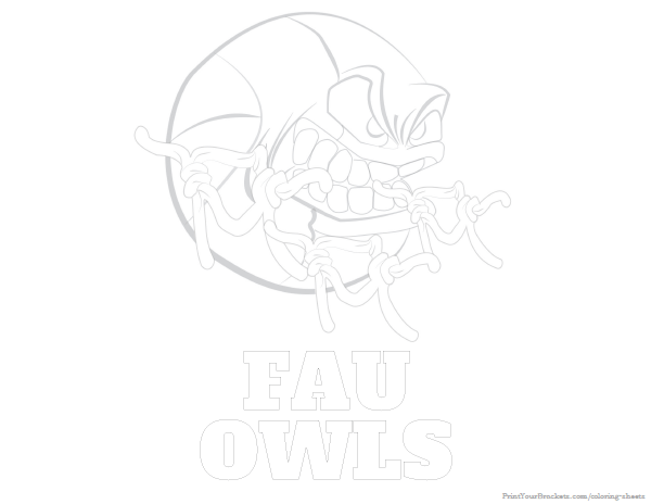 Printable FAU Owls Basketball Coloring Sheet