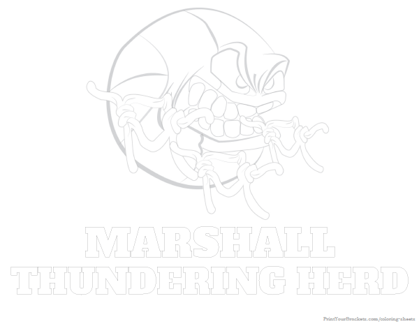 Printable Marshall Thundering Herd Basketball Coloring Sheet