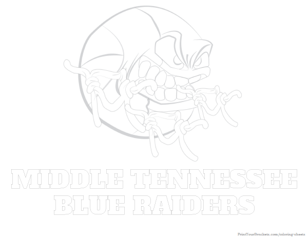 Printable Middle Tennessee Blue Raiders Basketball Coloring Sheet