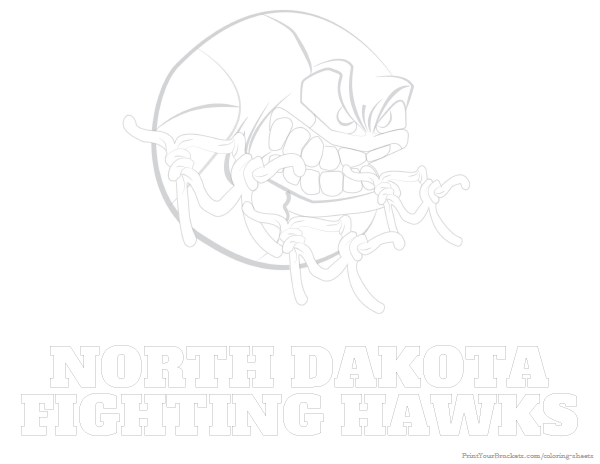 Printable North Dakota Fighting Hawks Basketball Coloring Sheet
