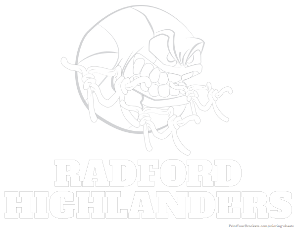 Printable Radford Highlanders Basketball Coloring Sheet