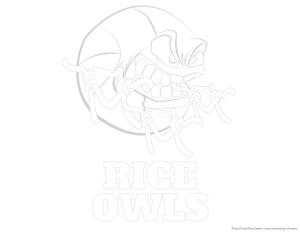 Printable Rice Owls Basketball Coloring Sheet