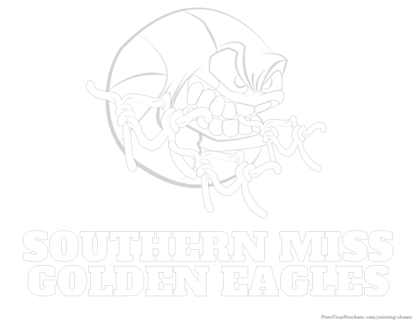 Printable Southern Miss Golden Eagles Basketball Coloring Sheet