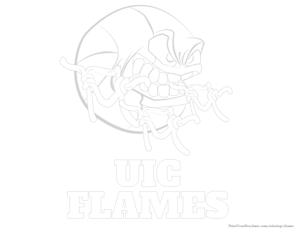 Printable UIC Flames Basketball Coloring Sheet