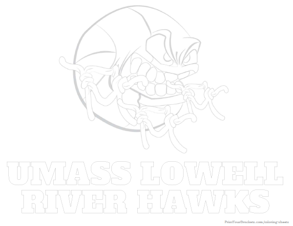 Printable Umass Lowell River Hawks Basketball Coloring Sheet