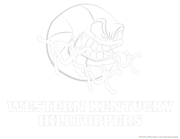 Printable Western Kentucky Hilltoppers Basketball Coloring Sheet