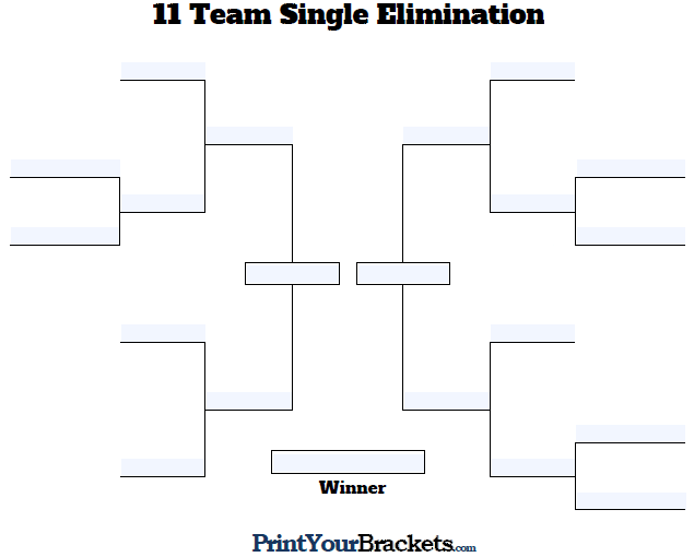 Fillable 11 Team Single Elimination Tournament Bracket