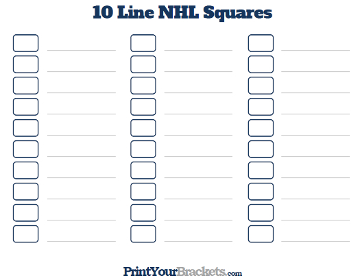 Printable 10 Line NHL Square Pool