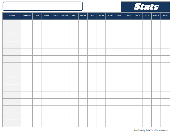 Printable Basketball Stats Sheet Tracker