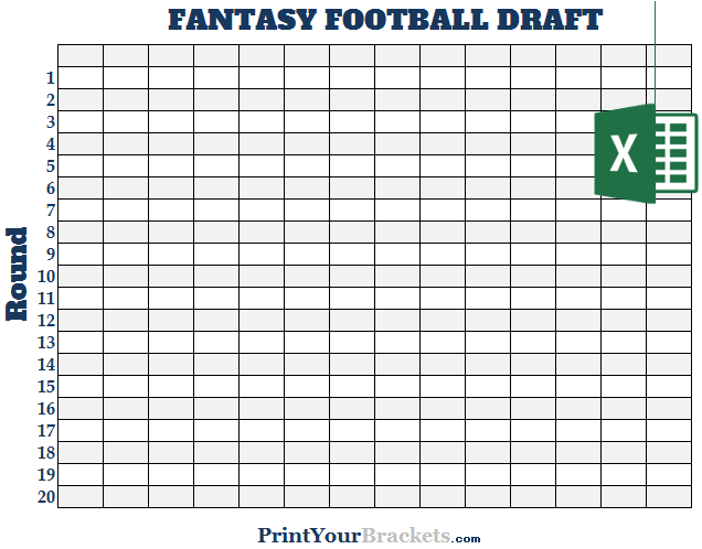 Excel 14 Team Fantasy Football Draft Board