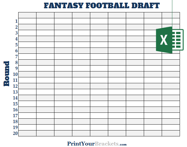 Excel 9 Team Fantasy Football Draft Board