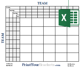 Excel 25 Square Quarter Line Football Grid