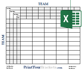 Excel 50 Square Quarter Line Football Grid