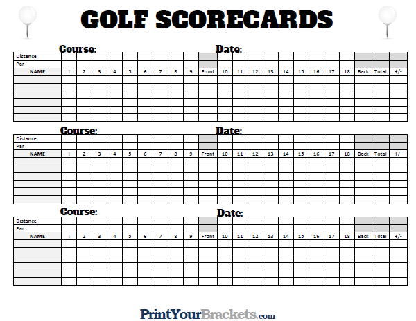 Printable Golf Scorecards