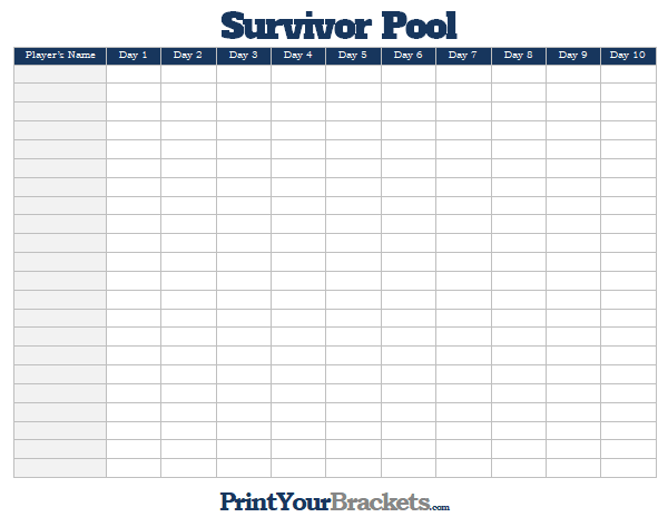 Printable March Madness Survivor Pool