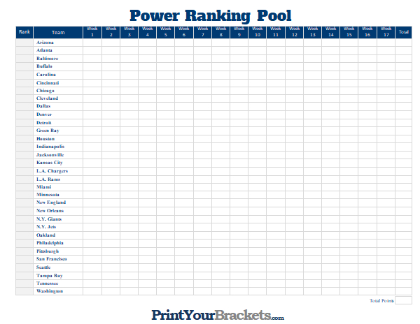NFL Power Ranking Office Pool