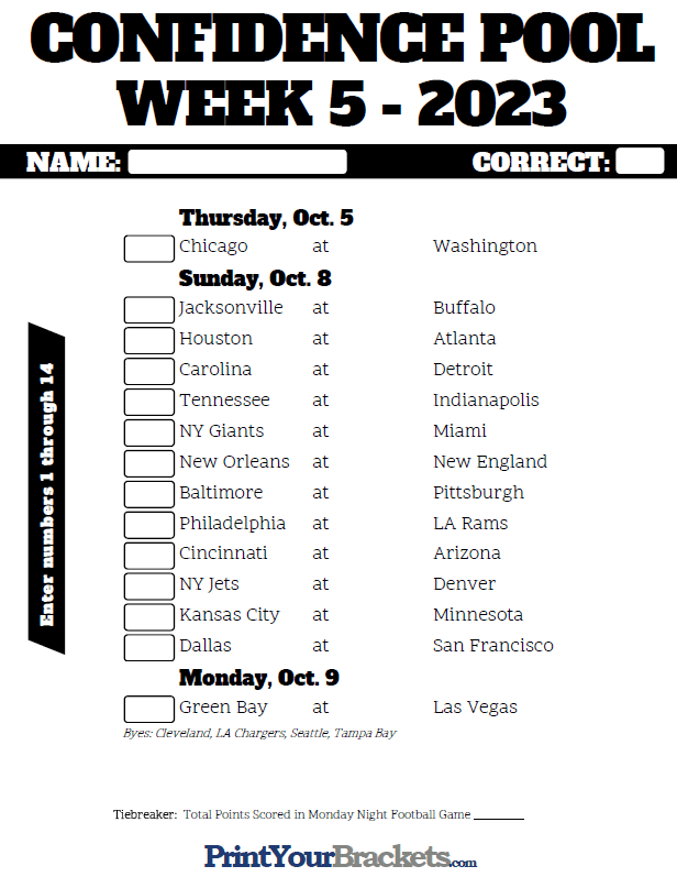 nfl week 5 schedule printable