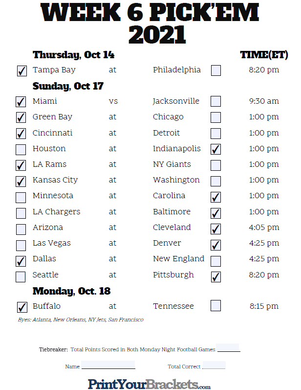 Week 6 NFL Expert Picks 2024