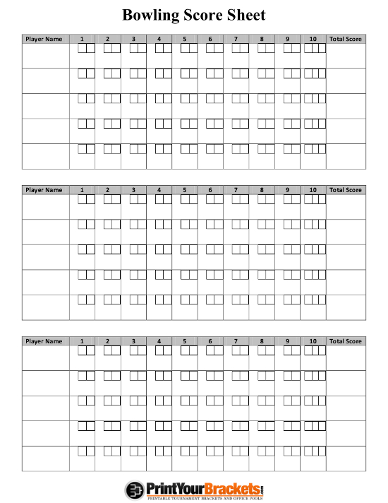 Printable Bowling Score Sheets